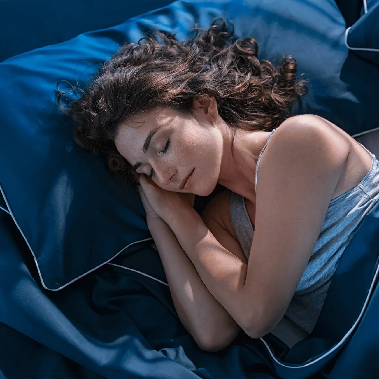 A woman blissfully sleeping