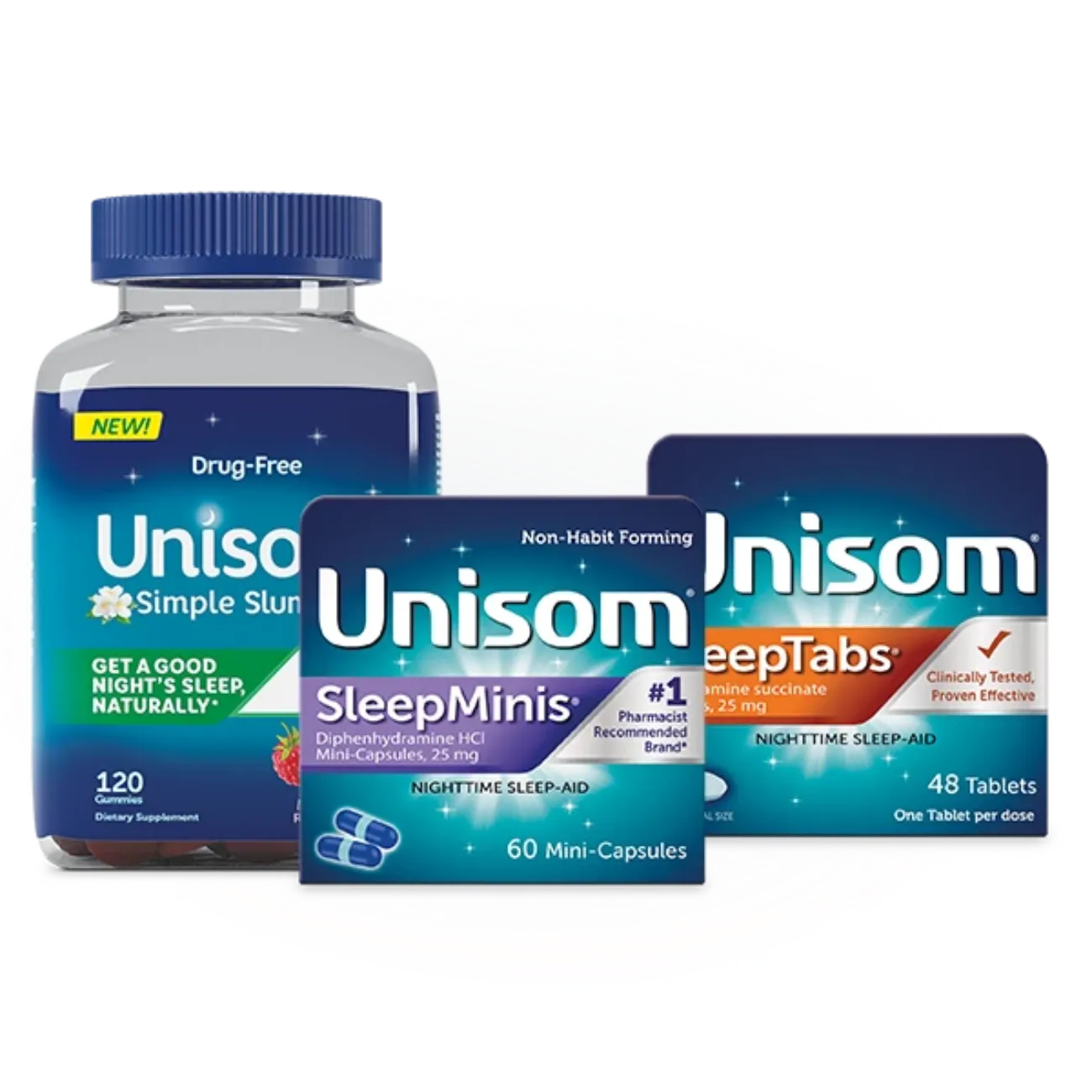 Variety of Unisom® products for a better night's sleep.