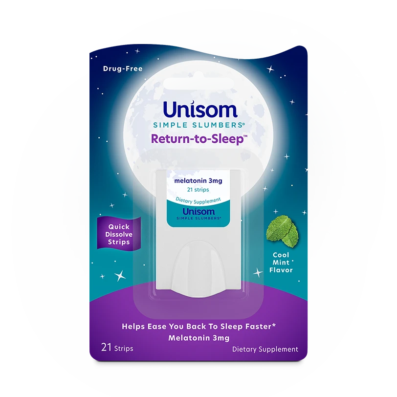 Front of Unisom® Simple Slumbers™ Return to Sleep™ packaging Mint